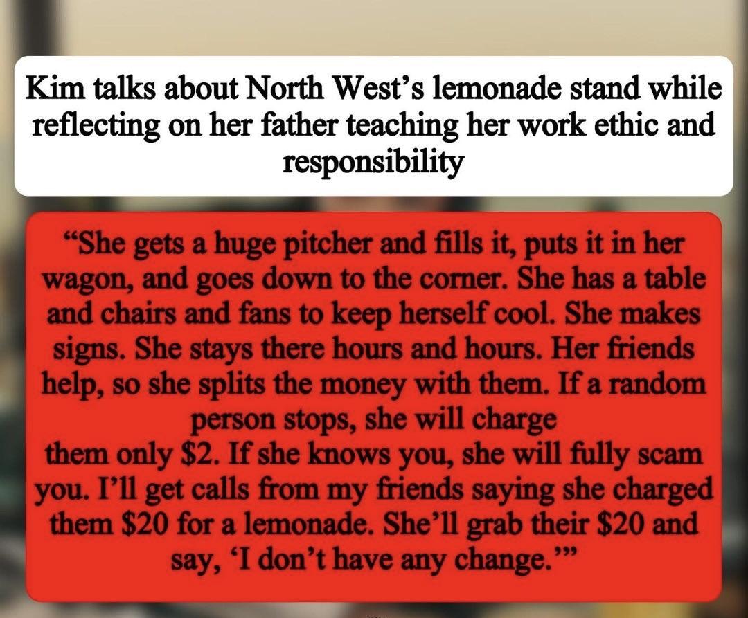 Kim Kardashian Tells Gq That North Runs A Lemonade Stand Where She Scams People That She Knows 