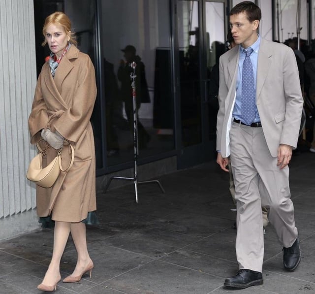 Nicole Kidman and Harris Dickinson on the set of A24 erotic thriller